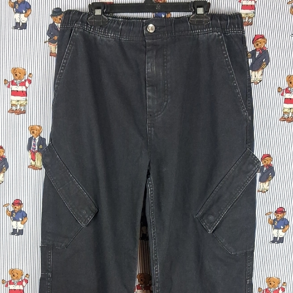 Jordan Brand Chicago Flat Front Drawstring & Button Cargo Black Fade Pants SZ Sm